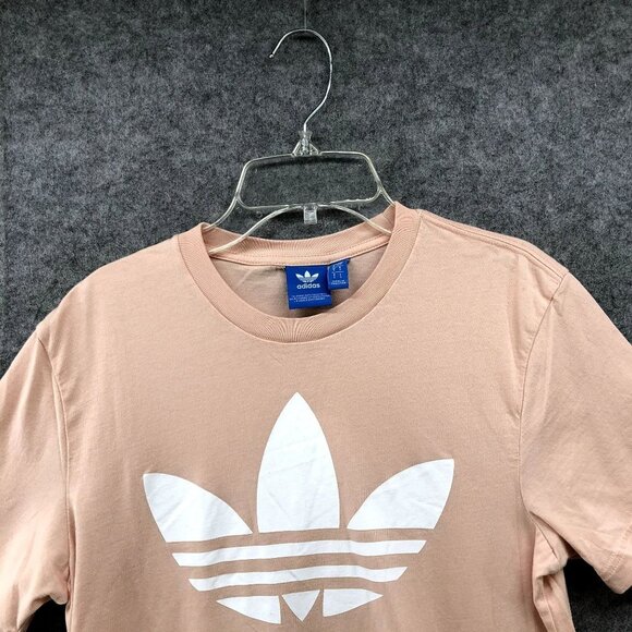 Adidas Trefoil Logo T Shirt Womens Small S Peach Pink Short Sleeve Cotton - Picture 4 of 10